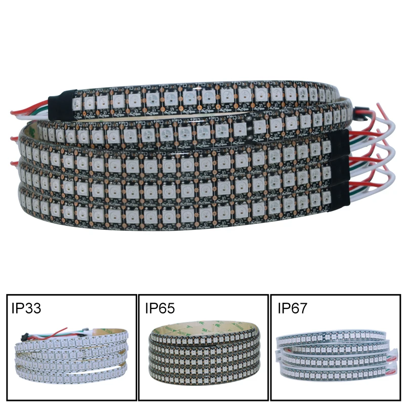 DC 5 В WS2812 2812B IC 5050 RGB полоса Адресуемая 30 60 144 светодиодов/м Светодиодные пиксели полоса 1 IC контроль 1 Светодиодные лучи IP33 IP65 I67