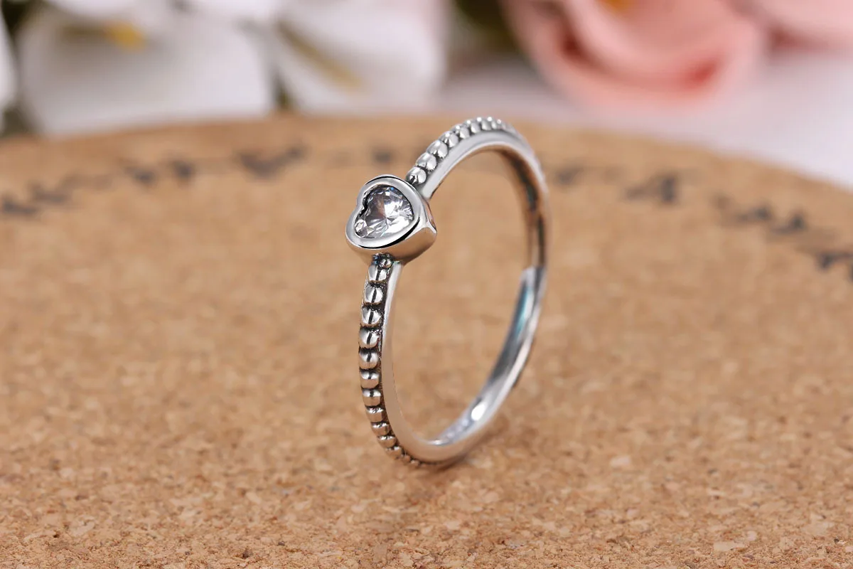 Серебряное кольцо с сердечком, фирменное кольцо, стекируемое кубическим цирконием, обручальное кольцо для женщин, подарок на помолвку