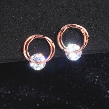 Новые трендовые корейские стильные круглые циркониевые серьги-гвоздики, роскошные золотые серебряные серьги с кристаллами для женщин, свадебные вечерние Jewe