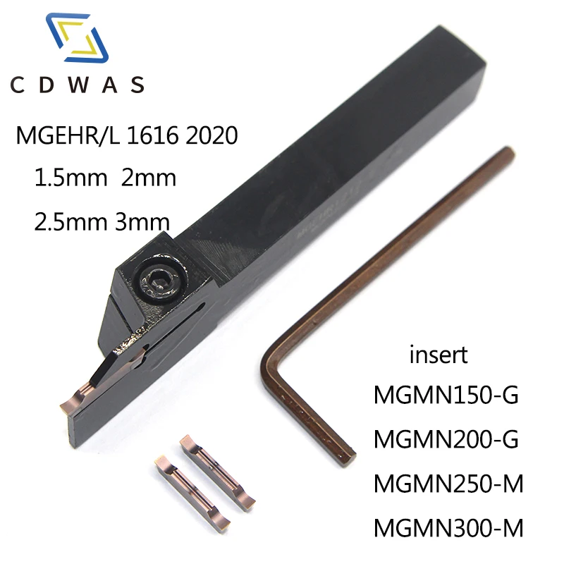 

1PC MGEHR MGEHL 1616 2020 1.5 2 2.5 3 grooving turning tool holder with 10pcs mgmn 150 200 250 300 pc9030 nc3020 groov insert