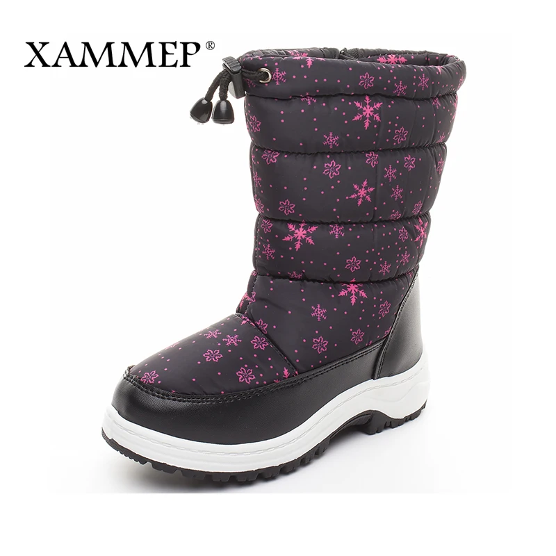

Children's Winter Boots Brand Winter Shoes Girls Mid Calf Boots Kids Shoes Warm Plush Snow Boots High Quality Footwear Xammep