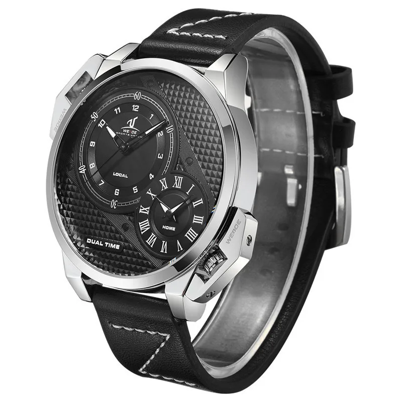 

WEIDE Japanese Movement Personality Dial Dual Time Zone Watchwristes Men Stainless Steel Watches Sport Wristwatch Quartz Watches