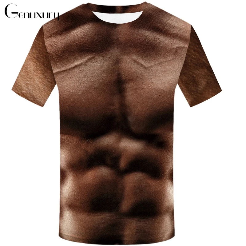 Funny Tshirt Mens T Shirts Super Muscle Printed Compression Shirt