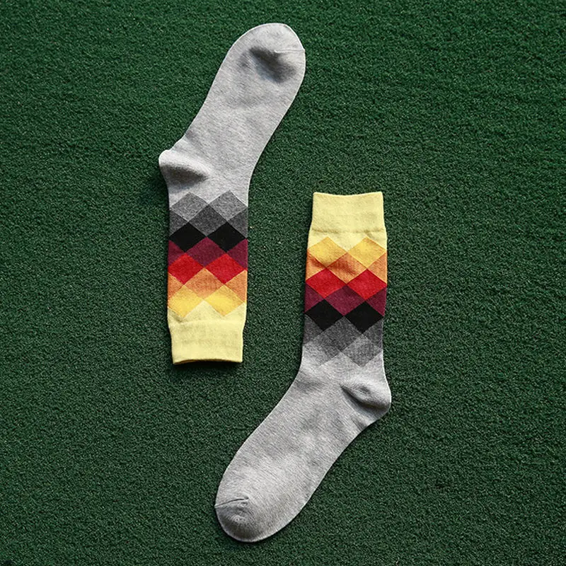 Hirigin Модные мужские Радуга хлопковые носки Happy Socks теплые красочные Diamond повседневные платья носки 9-11 дезодорант Новый