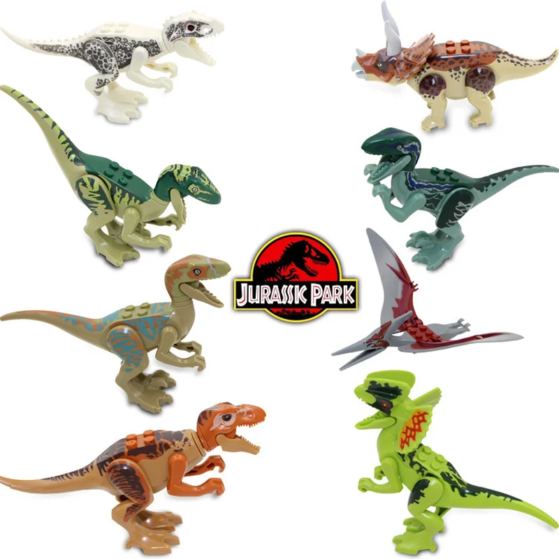 4pcs/Set Jurassic World Dinosaurs Tyrannosaurus Triceratops Building Blocks Toys For Children Legoings Dinosaur Toy