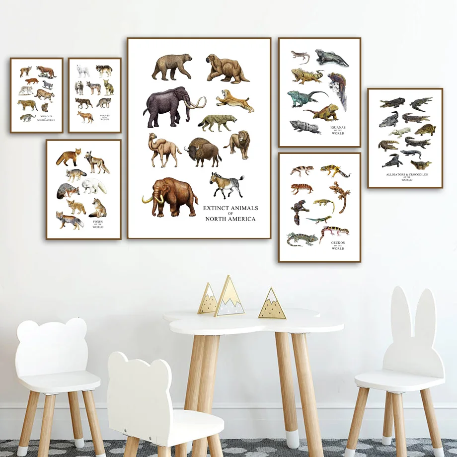 

Wall Art Canvas Painting Wolf Cat Fox Elephant Wild Animals Prints Nordic Posters And Prints Wall Pictures Baby Kids Room Decor