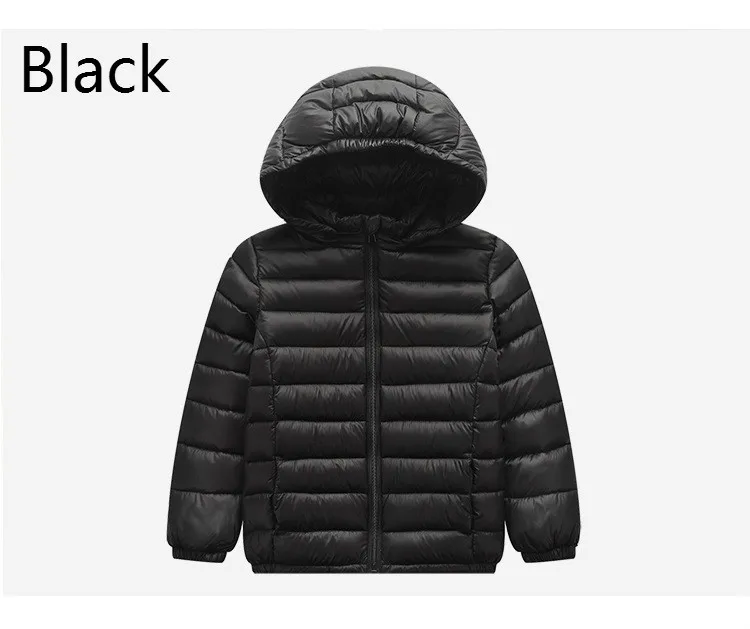 Детская куртка зимняя одежда для маленьких девочек Parker светильник куртка для мальчиков пуховое пальто с капюшоном весенне-осенняя куртка От 1 до 12 лет - Цвет: H20-Black-