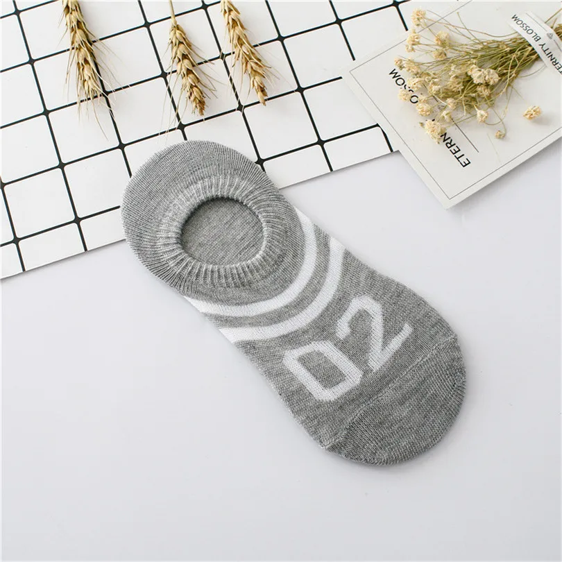  1Pair Sock Women Summer Casual Daily Comfortable Stripe Brief Cotton Sock Slippers Short Ankle Number Socks  #4F03 (8)