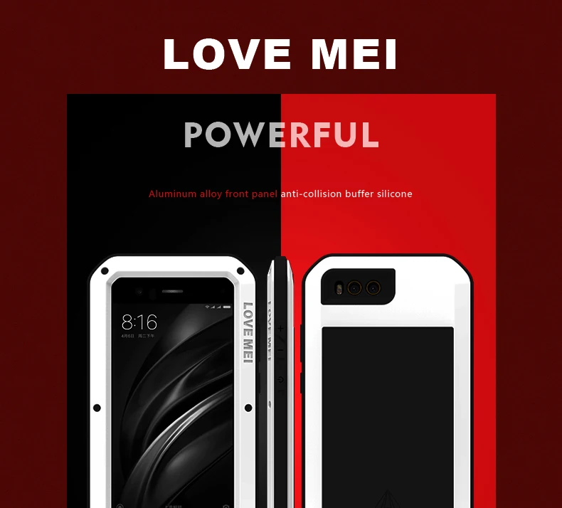 Love Mei металлический чехол для Xiaomi mi 6/mi 8/mi 9 противоударный чехол для телефона для Xiaomi mi 6 mi 8 mi 9 Прочный противоударный чехол