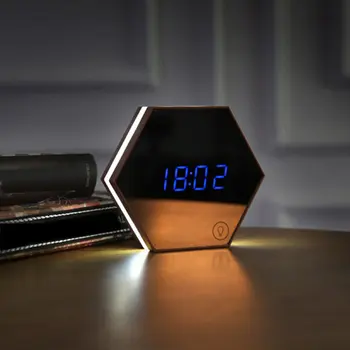 

Multi-functional LED Alarm Clock Mirror Display Cosmetic Mirror Electronic thermometer Night Light for Office Home