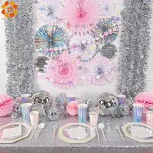 1 набор серебряных серий баннер с блестками бумага звезда гирлянды металлический шар Рождество С Днем Рождения/Свадебная вечеринка украшения поставки