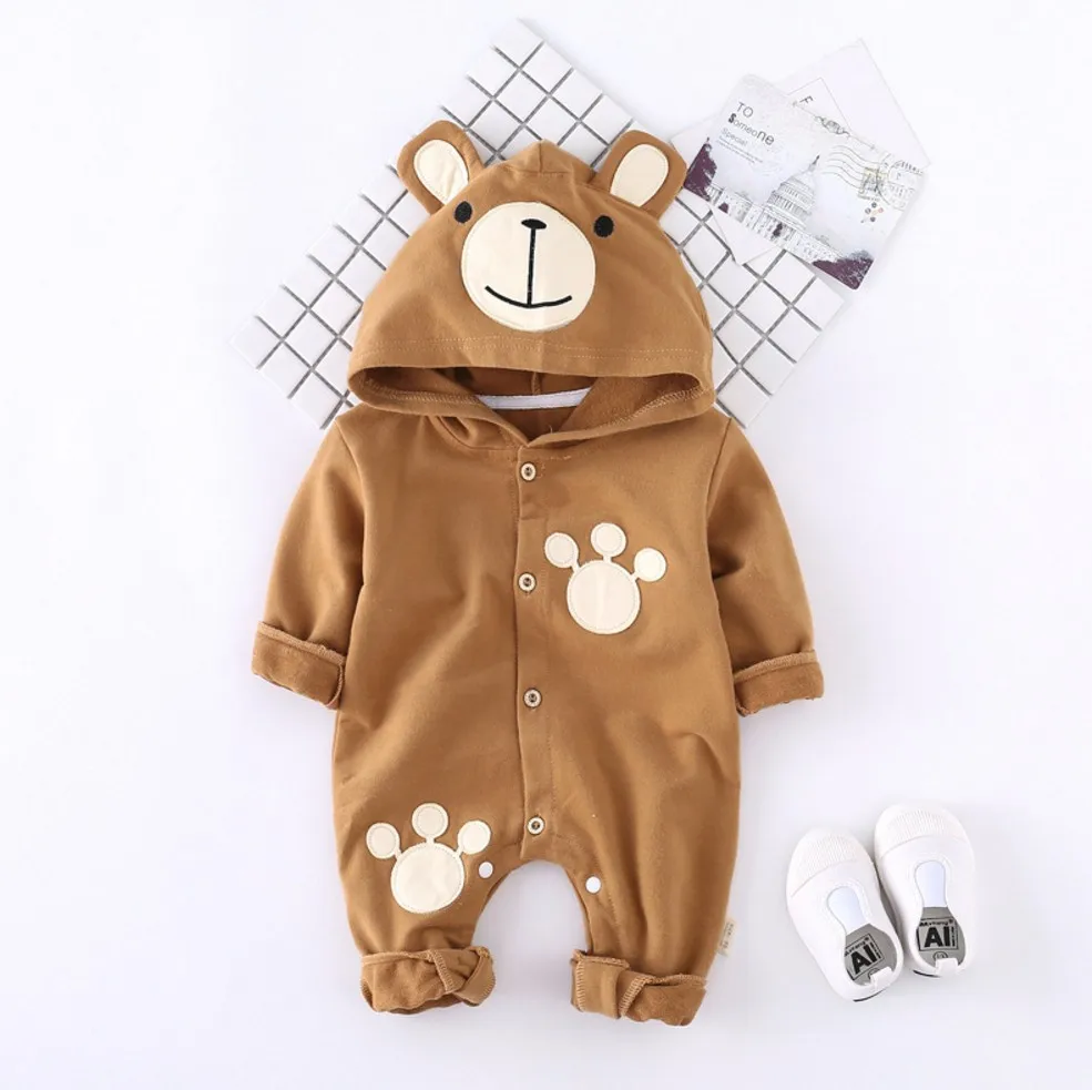 New Spring Autumn Newborn Baby Boys Girls Clothes Cotton Rompers Bear