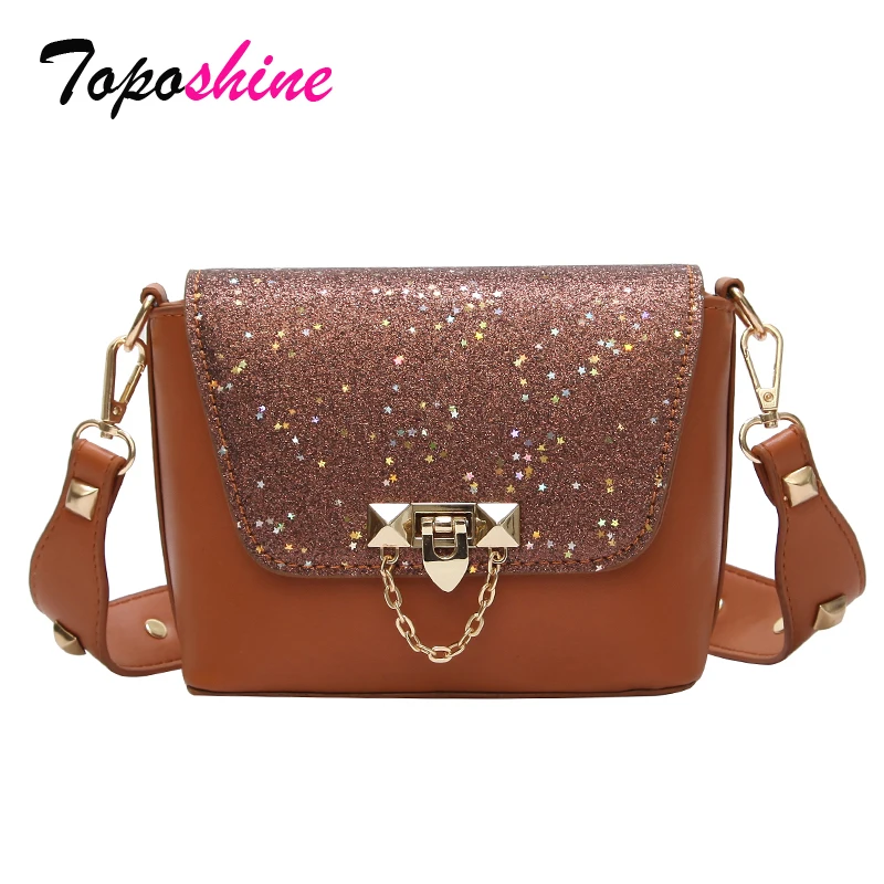 

New Spring Korean Sequins Bag Solid Color Simple Atmosphere Small Square Bag Wild Fashion Shoulder Messenger Bag Tide