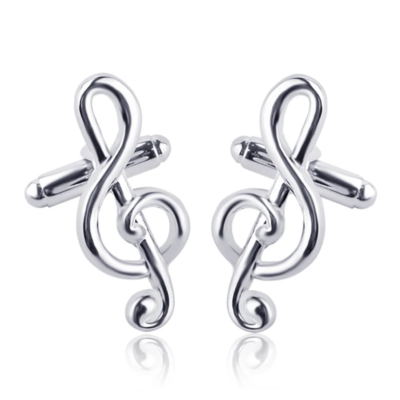 

Elegant Men's Cufflinks French Style Musical Symbol Shape Silver Men's Shirt Accessories Christmas Jewelry Gift Direct Sales