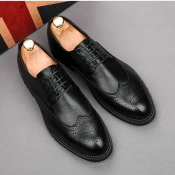 

Men Vitage Design Lace-Up Leather Casual Shoes Men's Dress Shoes 2019 NEW Arrival Formal Business Wedding Shoes Big size A21-42