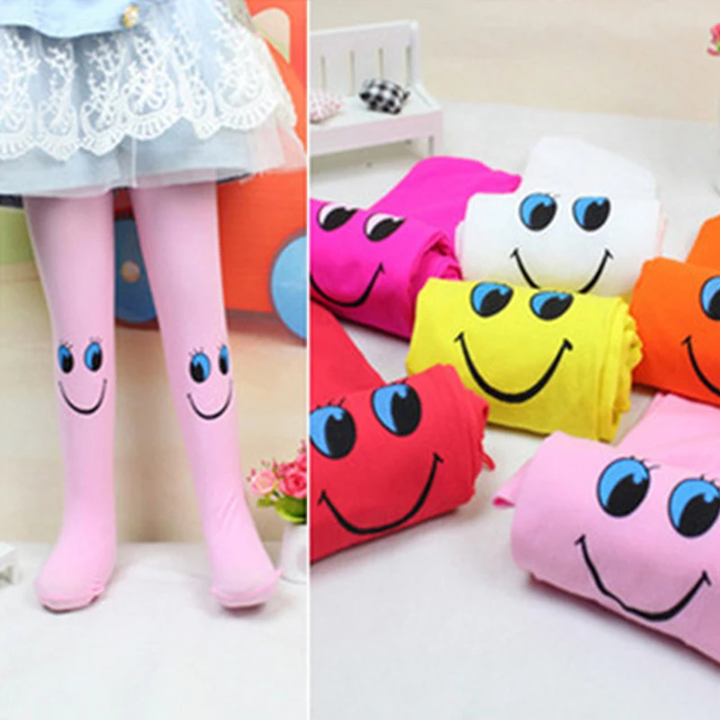 

Children Spring/Autumn Tights Smiley Pattern Kids Tights 3-8 Years Girls Pants Children's Tights 11 Colors Pantyhose