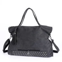 Edgy Rivets Trendy Fringes Tote Bag Ladies Casual Portable Bag Women Shoulder Bag Large Capacity Fashion Tassels Casual Handbag