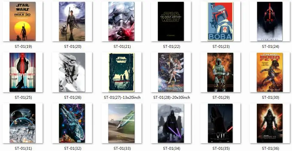 Star Wars 7 Сила Пробуждается Искусства Шелковой Ткани Печати Плакатов 13x20 дюймов Фильм Аватар для Стены Комнаты декор 082