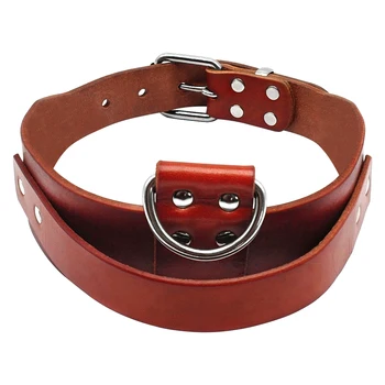 

17-21'' Brown Genuine Leather Dog Training Collar Durable Brown Collars For Large Dogs Pitbull With Quick Control Handle