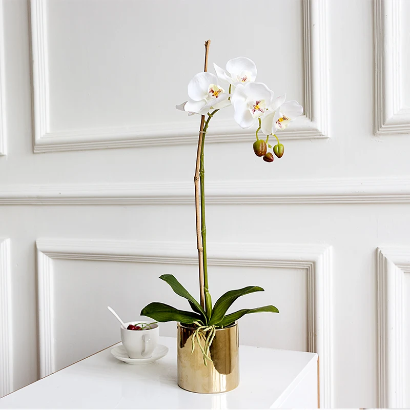 

shine&sasha 5 Heads 71cm latex artificial flower Phalaenopsis 1flower+1 leaf no vase