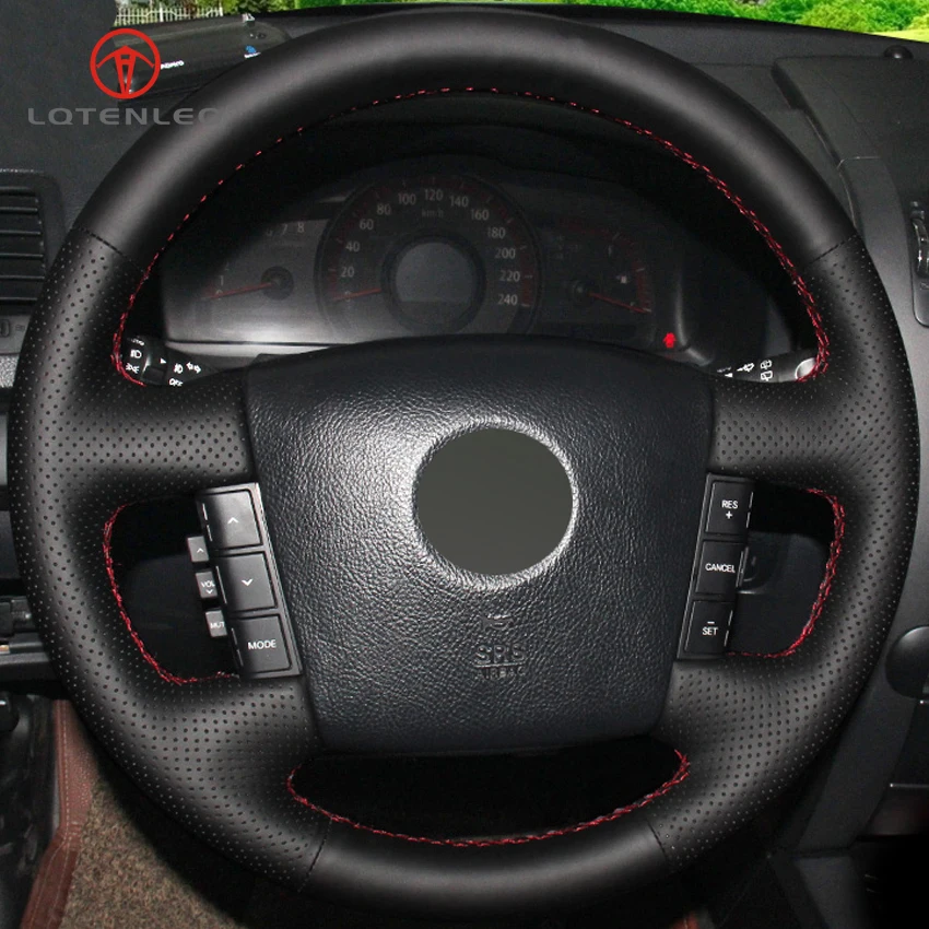 LQTENLEO черная искусственная кожа DIY Ручная сшитая крышка рулевого колеса автомобиля для Kia Borrego 2007- Carens 2004-2006