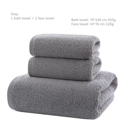 Мягкое хлопковое банное пляжное полотенце, махровое одеяло для взрослых, быстросохнущее одеяло для мужчин и женщин, подарок для ванной и душа, домашние антибактериальные полотенца - Цвет: Gray set