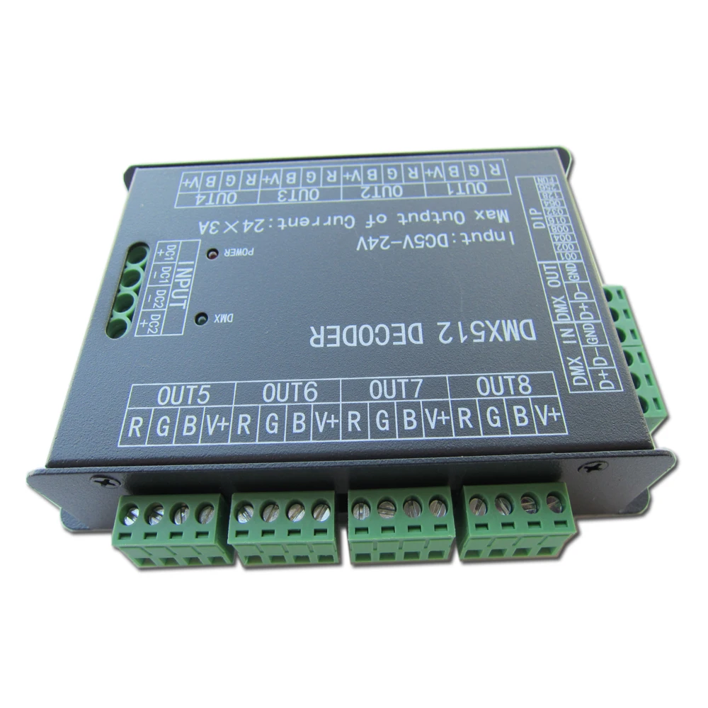 Контроллер DMX512 высокой мощности 24 канала 3A/CH светодиодный декодер DMX 512 RGB