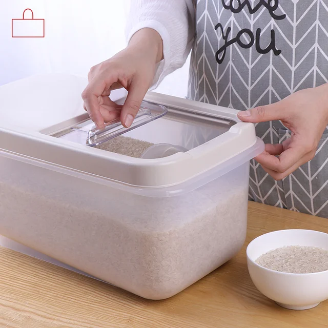 Best Price Rice barrel kitchen cabinet rice Grain storage box household plastic seal rice box wx1061102