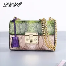 Мини Лоскут известных брендов роскошные сумки для женщин дизайнер змеиной цепи искусственная кожа Змеиный через плечо