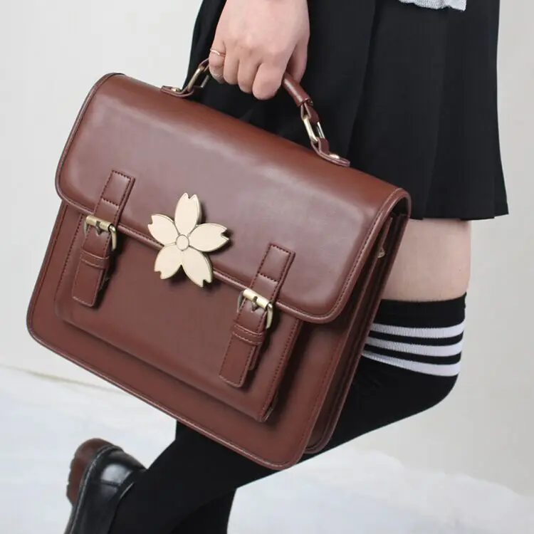 

Princess sweet lolita bag Japanese Cherry Blossom JK uniform Pu student bag retro college wind handbag soft girl bag WW033