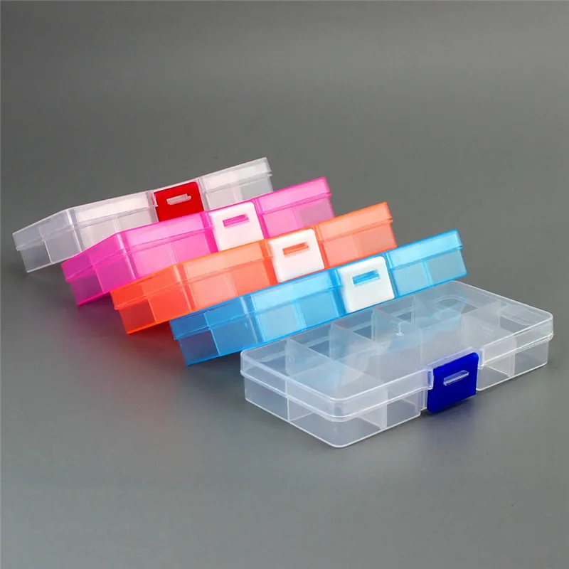 

New 10 Slots Cells Colorful Portable Tools Part Container Ring Electronic Parts Screw Beads Organizer Plastic Case