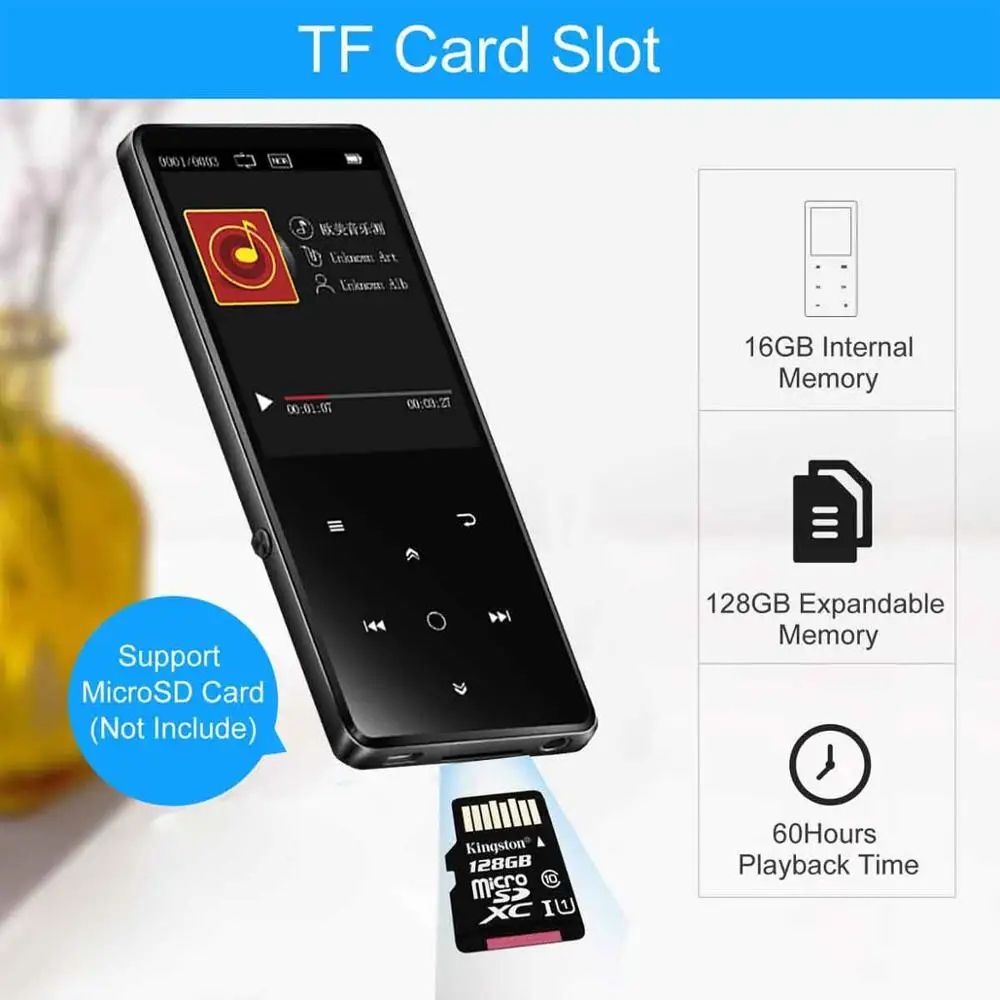 Bluetooth4.2 MP3 плеер 16G Динамик Металл hifi сенсорные клавиши музыкальный с fm радио