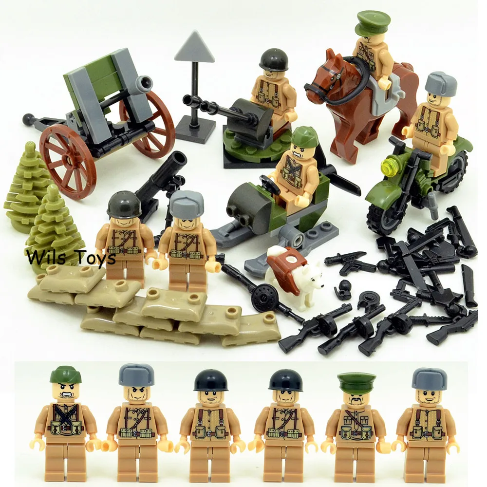 

6pcs Russian Army MILITARY Special Forces Snow Soldiers WW2 CS SWAT Building Blocks Figures Educational Toys Gifts Boys Children
