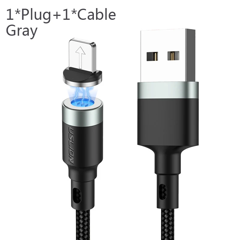 USLION 3A Магнитный кабель для быстрой зарядки Micro usb type C для iPhone huawei samsung Xiaomi кабель провод type-C Магнитный кабель для зарядного устройства - Цвет: Gray