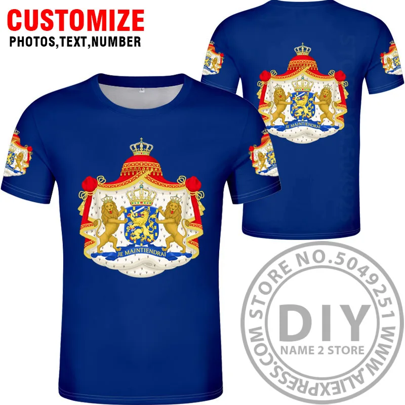 Голландская футболка diy Бесплатный Пользовательский логотип Название фото nld футболка nation flag nl kingdom ткань для платья печать текст страна одежда