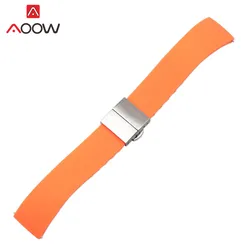 Soft Silicone Quick Release Watch Band with Butterfly Buckle - Premium Quality Strap Accessories for 22mm (Orange)