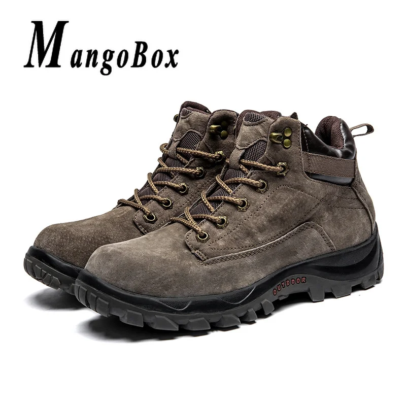 

Autumn Winter Mens Boots Khaki Light Brown Mens Outdoor Shoes Comfortable Mens Combat Boots Rubber Bottom Tracking Boots
