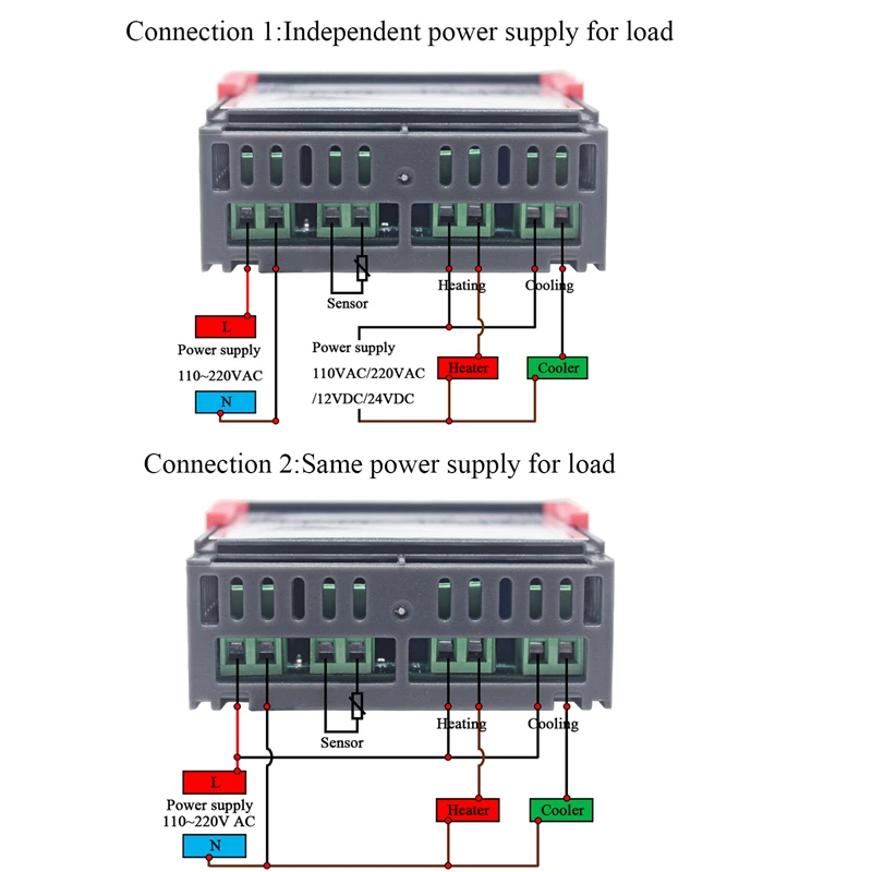 10A реле термостат для инкубатора 110~ 220VAC 12V 24V Цифровой Температура регулятор два реле Выход с 1 м Сенсор