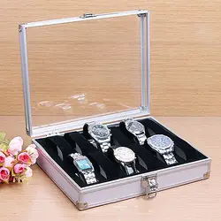 2018 Новый высокое качество 6/12 сетка коробки алюминиевые часы Дисплей случае Box Ювелирная коллекция хранения Организатор коробка наручных