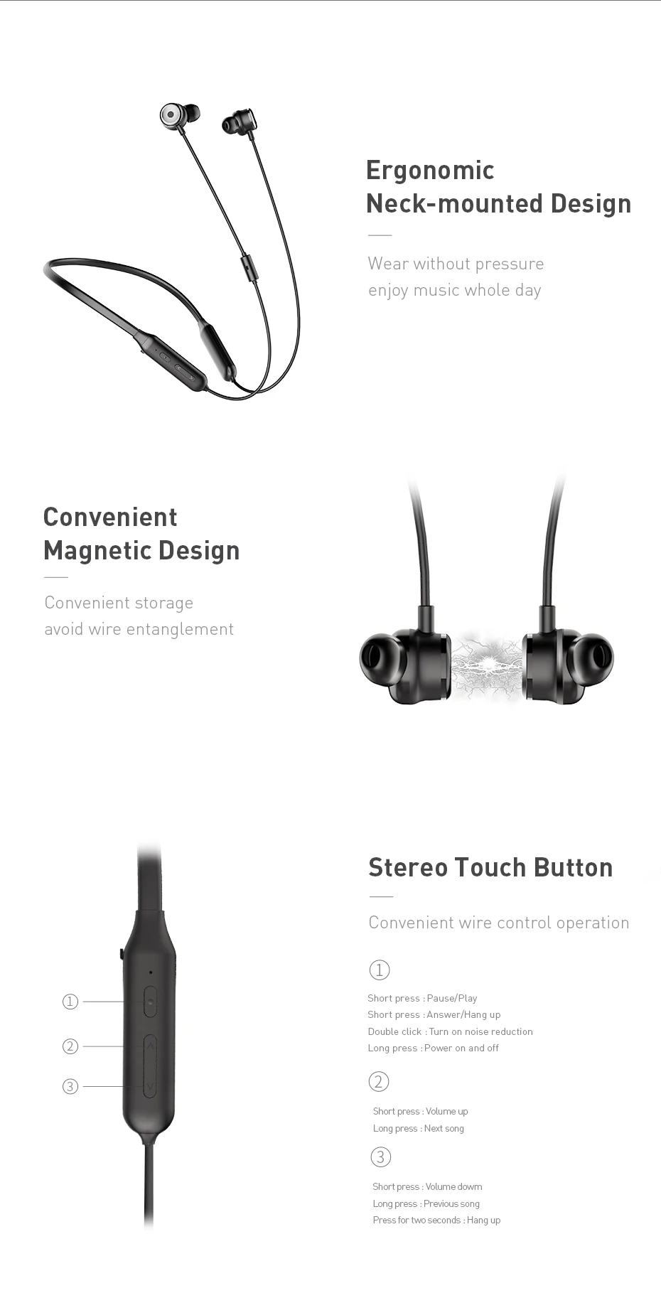 Baseus S15 активный шумоподавление Bluetooth наушники гарнитура ANC спортивный нашейный беспроводной наушники с микрофоном для iPhone samsung
