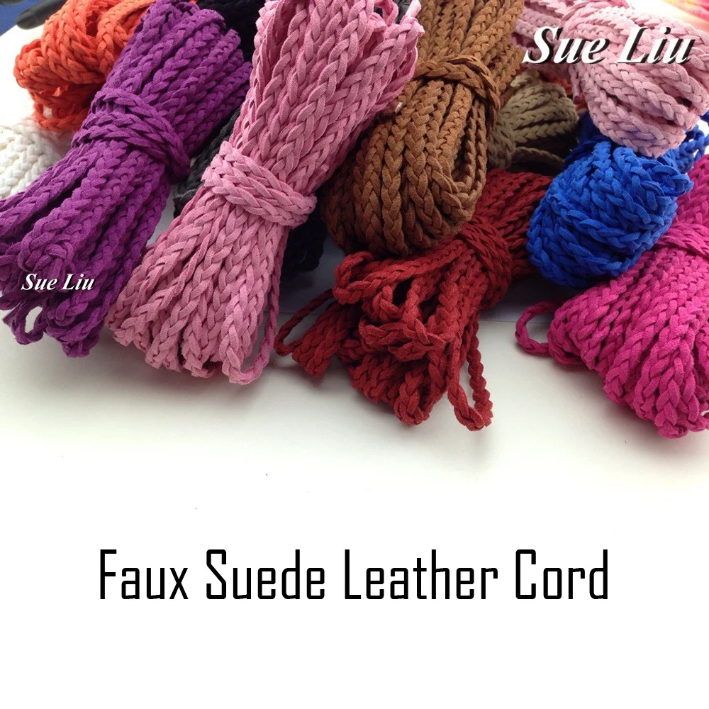 6 мм x 2,5 мм плоский Плетеный шнурок из искусственной замши и кожи-2 м каждая фотография