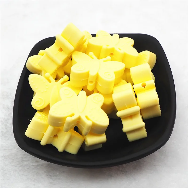 Chengkai 50 шт. без БФА, силиконовый Бабочка игрушка бусы DIY Baby Shower Прорезыватель для зубов Монтессори сенсорные игрушки бусины в форме животных аксессуары