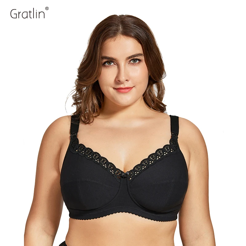 Soutien-gorge d'allaitement en coton sans fil de grande taille pour femmes