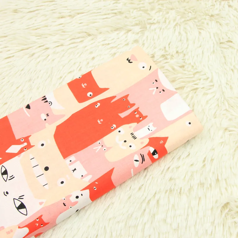 

half meter cartoon cat print fabric cotton poplin cloth handmade DIY garment dress children cloth T537