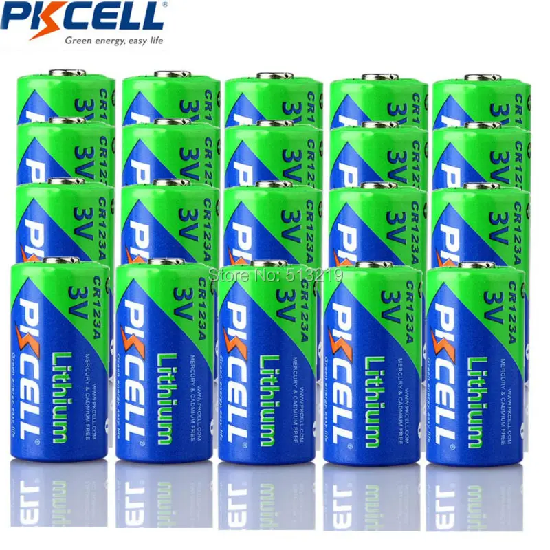 20 X PKCELL CR123A 3v батарея CR 123A CR17345 KL23a VL123A DL123A 5018LC EL123AP литий-аккумуляторные батареи