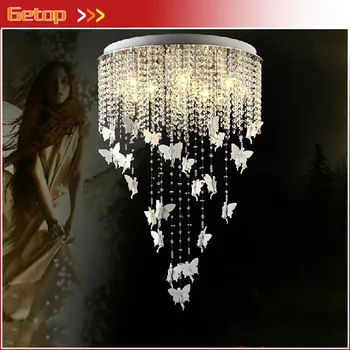 

Best Price Round Crystal Lamp Living Room Bedroom Lights Creative Angel Crystal Lights LED Restaurant Crystal Ceiling Lights