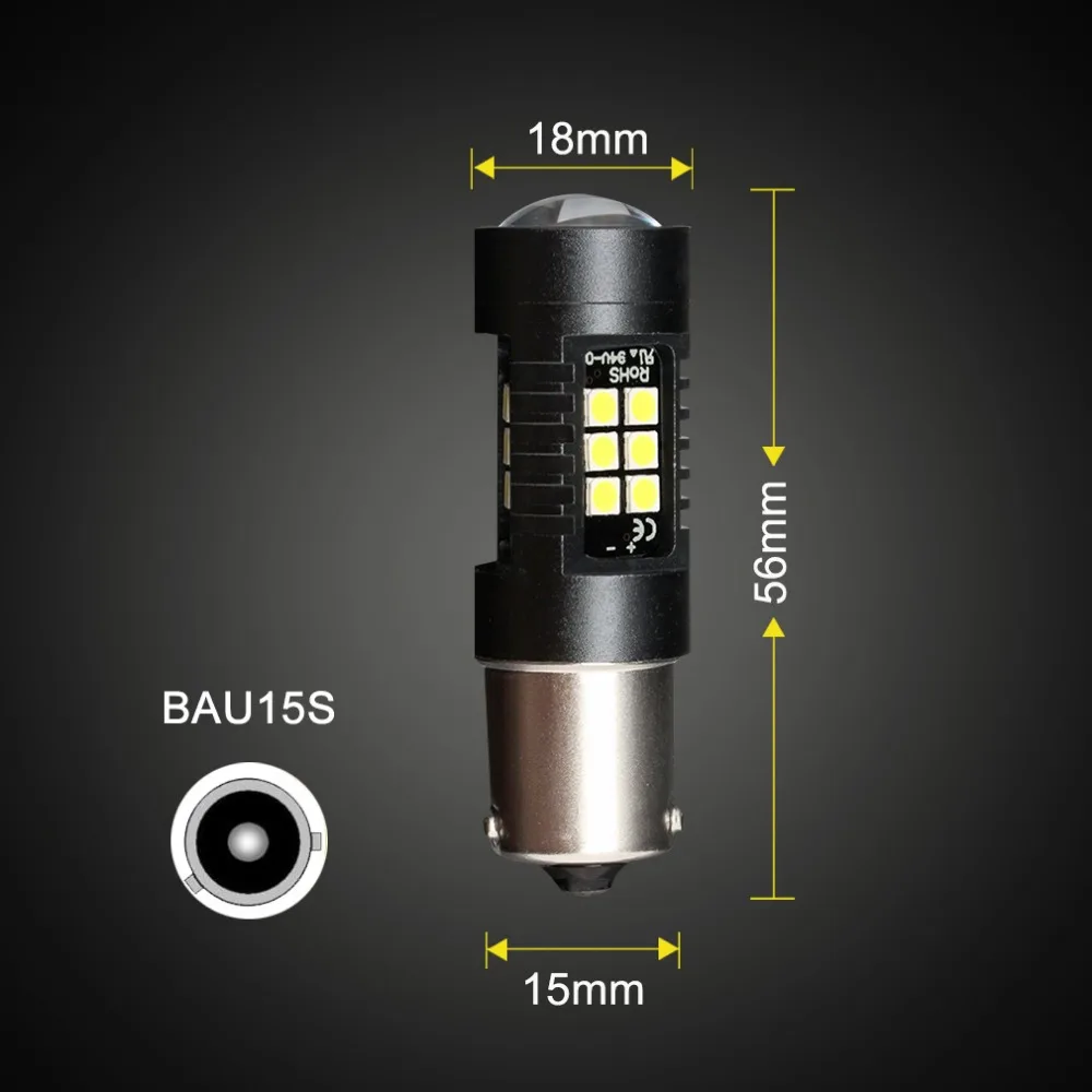 2 шт. 1156 P21W BA15S светодиодный BAU15S PY21W 1157 BAY15D P21/5 Вт светодиодный лампы автомобиля задние фонари тормоза задний фонарь белого и желтого цвета, желтый красный 12V