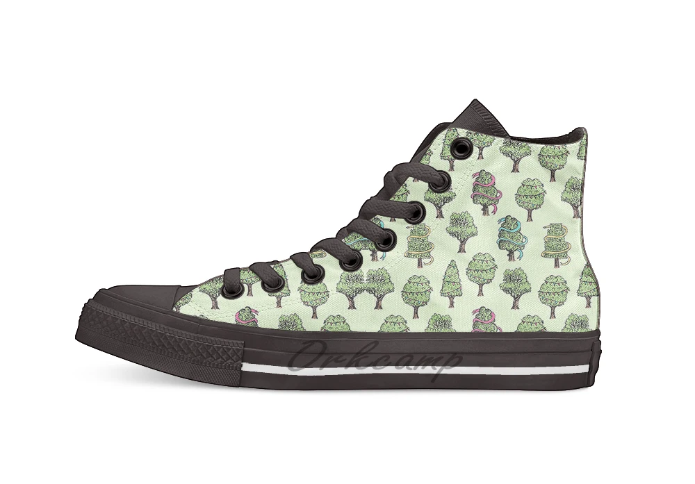 

Decorated Trees Unisex High Top Canvas flat Casual Custom shoes Drop Shipping