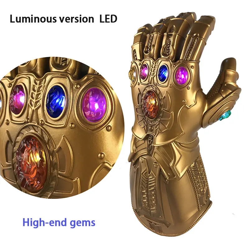 Gloves (adult) Thanos Infinity Gauntlet The Avengers Infinity War, аксессуары для косплея, светодиодный свет, ПВХ перчатки, Хэллоуин, сверкающие принадлежности для вечеринки - Цвет: Gloves (adult)