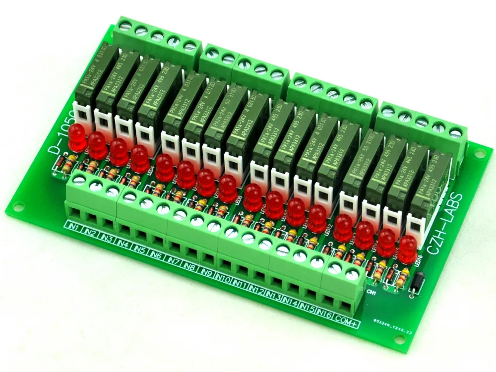 

Slim Panel Mount DC24V Sink/NPN 16 SPST-NO 5A Power Relay Module, APAN3124